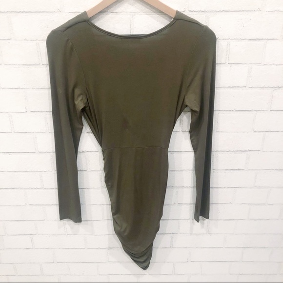 NWOT- FASHION NOVA V Neck Olive Green Roosh Dress - Picture 3 of 6